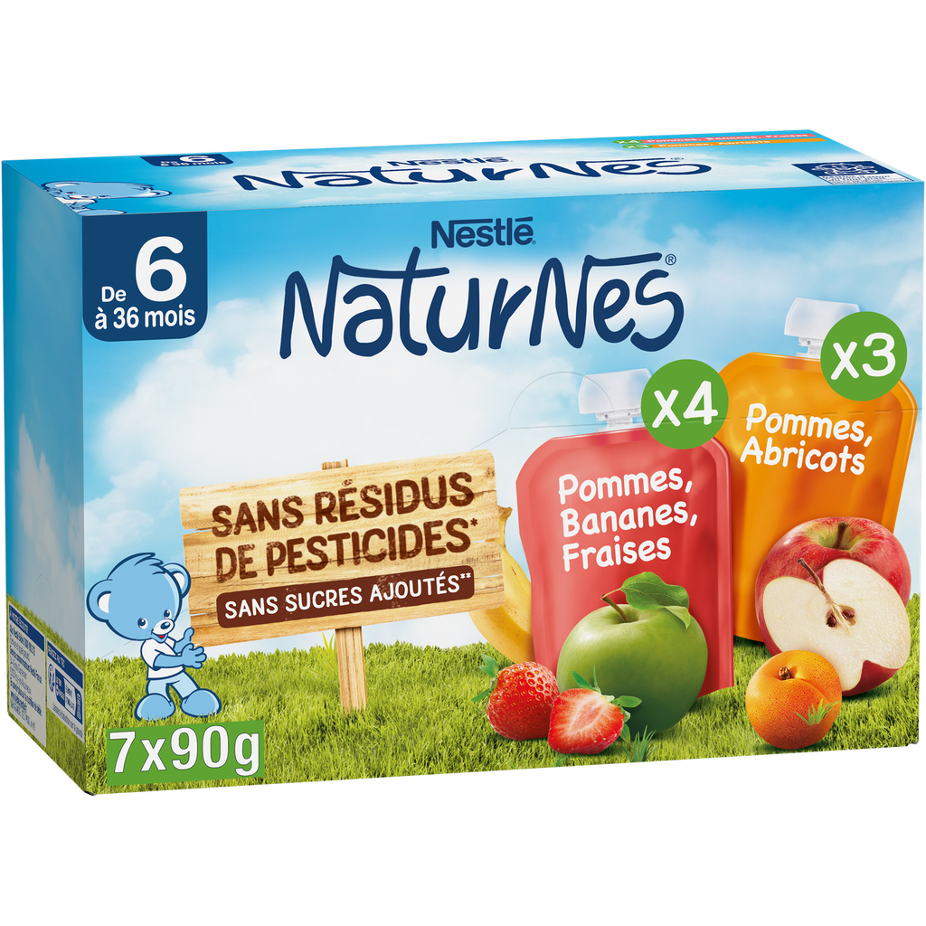 NATURNES Compotas Maçã Banana Morango e Maçã Alperce 7 saquetas de 90 g