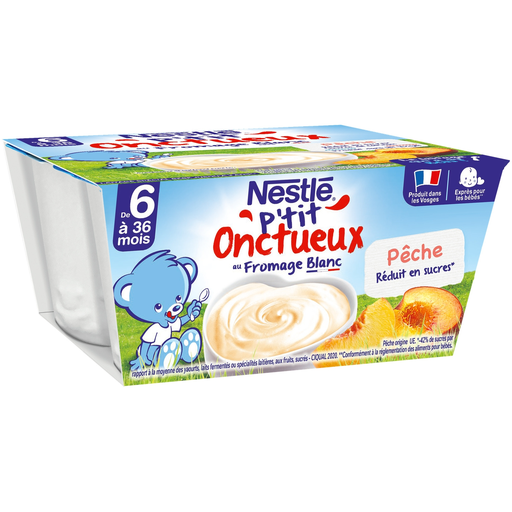 [3033710092253] NESTLE Petit Onctueux Fromage Blanc Peach 4 x 100 g