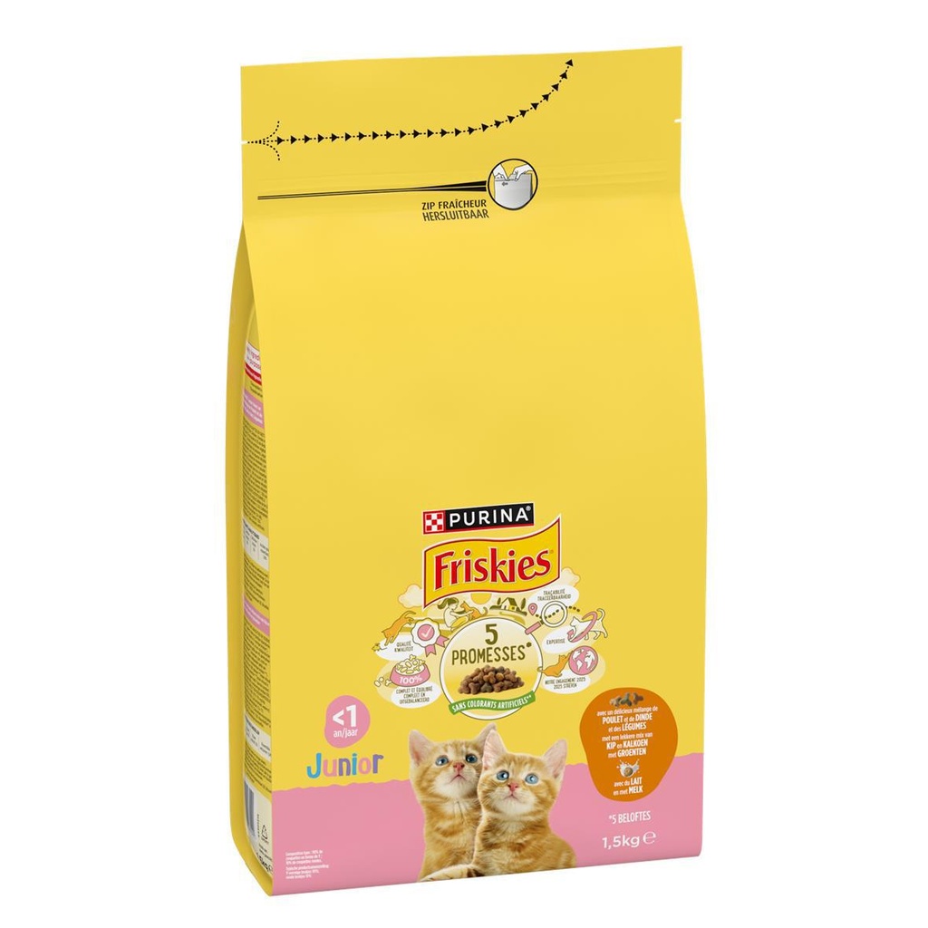 Friskies Croquettes Pour Chat Junior Poulet Dinde Légume 1,5Kg