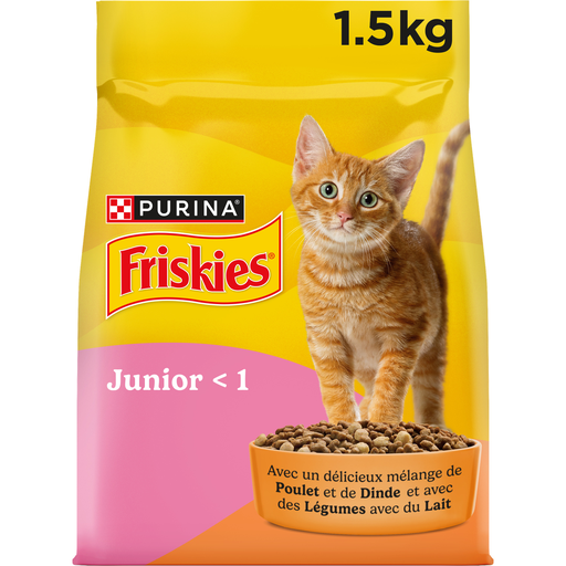 [8445290965592] FRISKIES Croquetas para Gato Junior Pollo Pavo Verduras Leche 1,5 kg