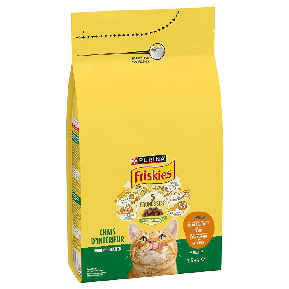 Friskies Croquettes Pour Chat Adulte Chat D'Intérieur Poulet Légume 1,5Kg