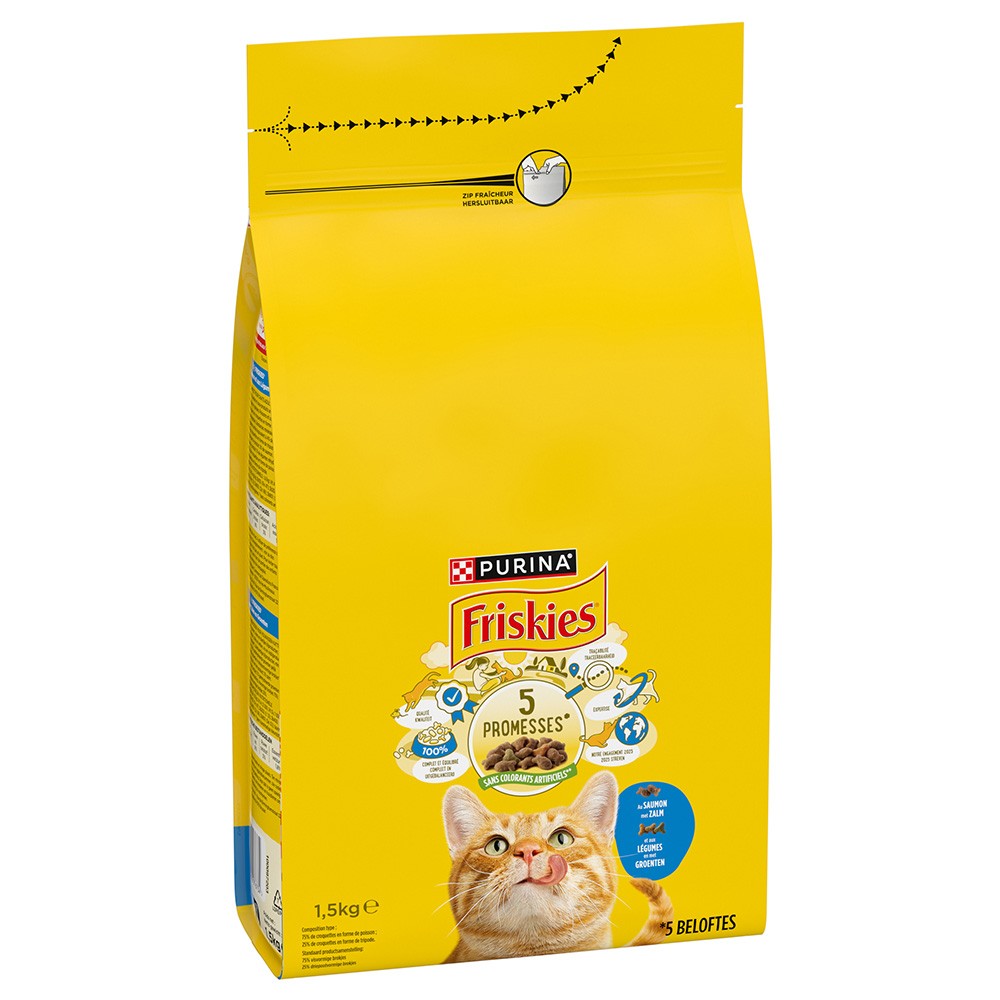 Friskies Croquettes Pour Chat Adulte Saumon Légume 1,5Kg