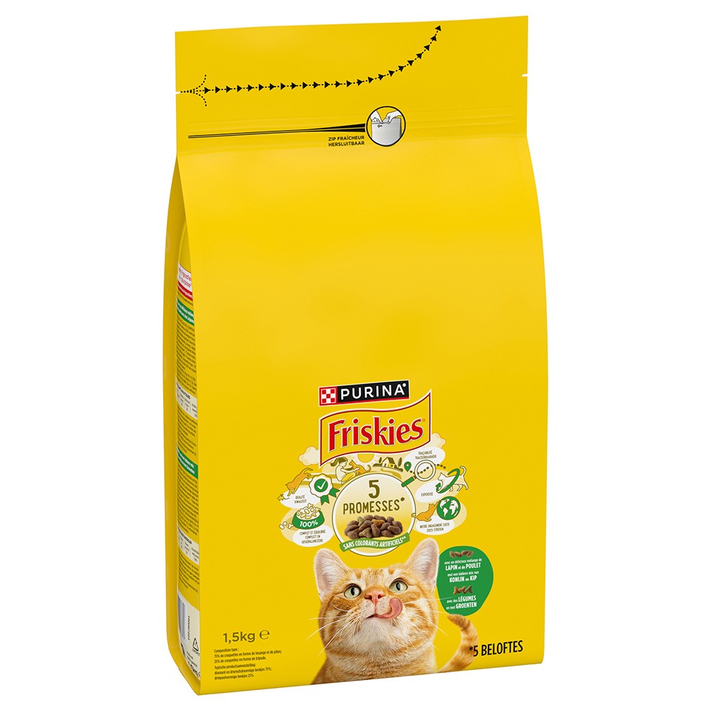 Friskies Croquettes Pour Chat Adulte Lapin Poulet Légume 1,5Kg