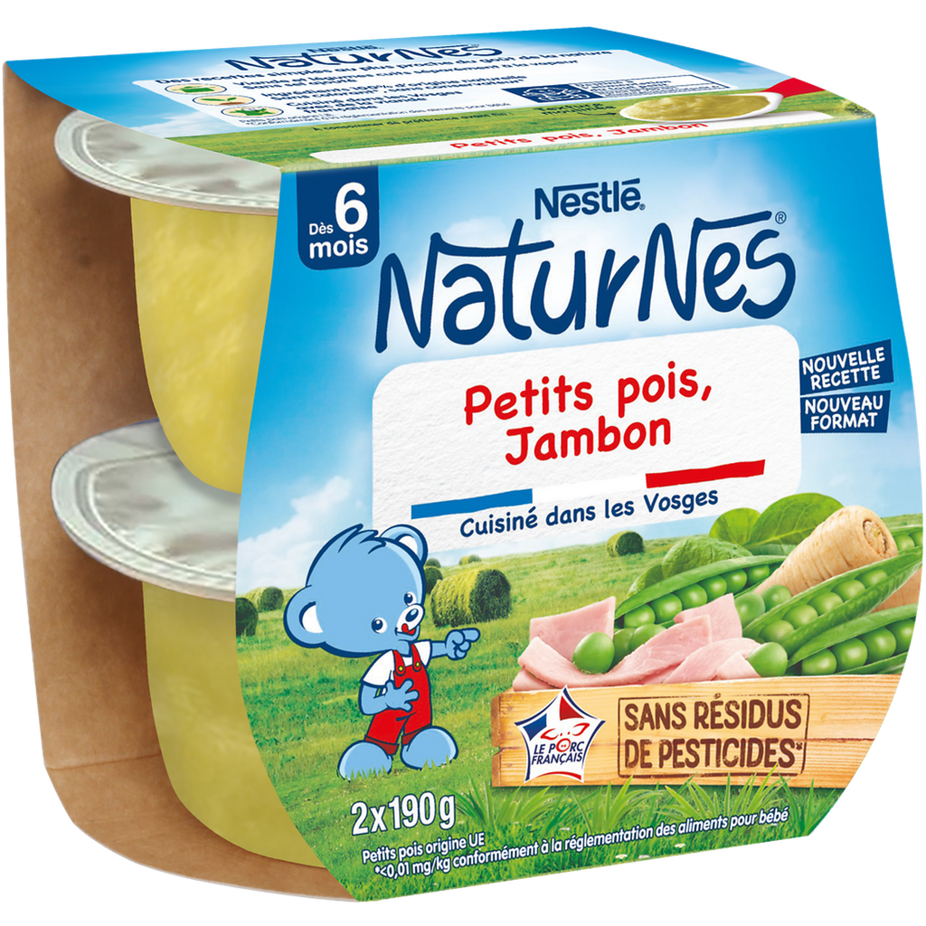 NATURNES Baby Lunch Peas and Ham 2x190g