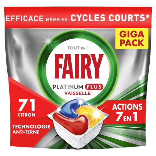 [8700216254205] FAIRY Platinium Plus Dishwasher Tablets All in 1 Anti-Dull Lemon 71 Washes 900 g