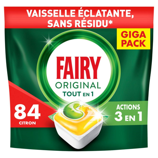 [8700216254489] FAIRY Original Capsules lave-vaisselle tout en 1 action 3 en 1 citron 84 lavages 1121 g
