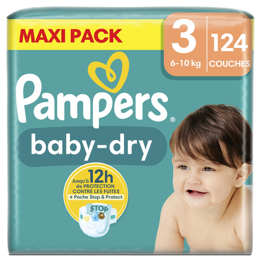 [8700216263849] PAMPERS Fraldas para Bebé Baby-Dry Tamanho 3 6-10 kg, pack de 124