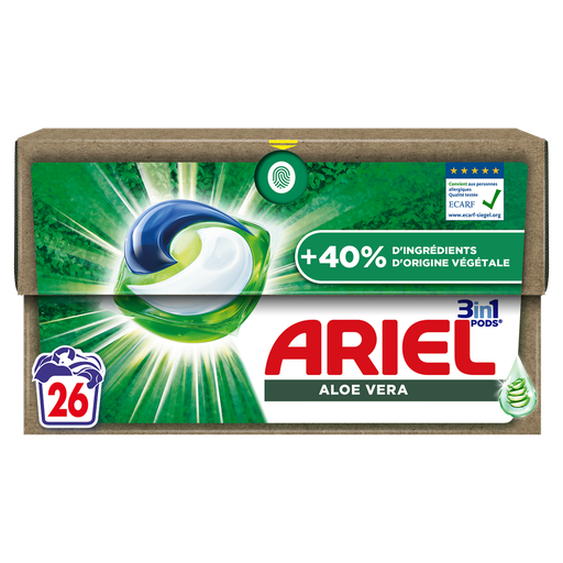 [8700216267588] ARIEL Pods Lessive capsules 3 en 1 Aloe vera 26 lavages 26 capsules