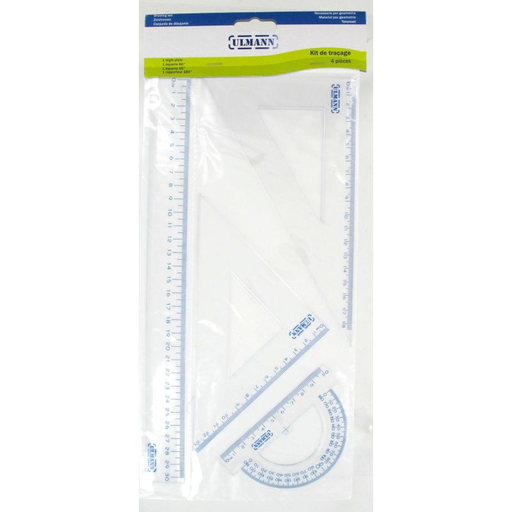 [3035263101710] UL'ANN Flat Ruler / Protractor / 2 Set Squares