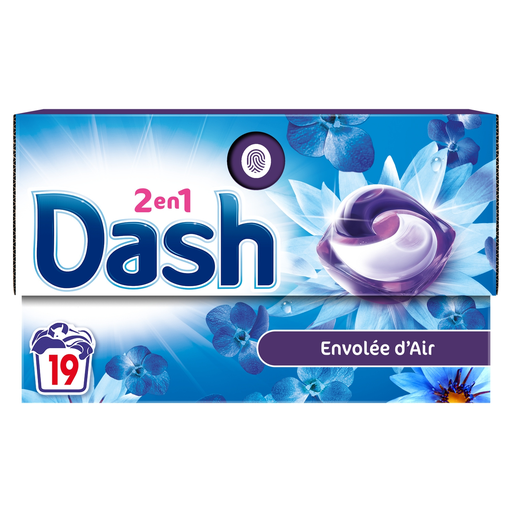 [8700216318754] DASH Pods Lessive capsules 2 en 1 Envolée d'air 19 capsules