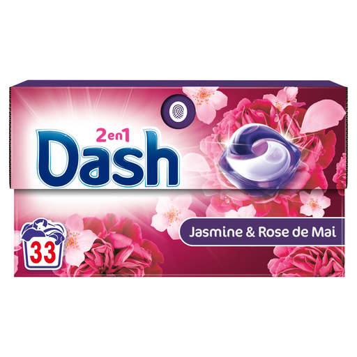 [8700216318839] DASH Pods Lessive capsules 2 en 1 Jasmin et rose de mai 33 capsules
