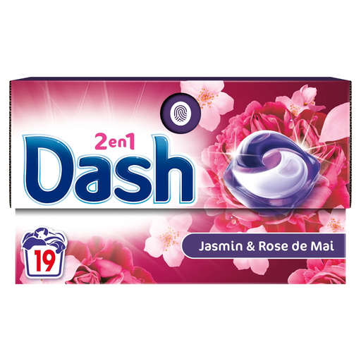 [8700216318877] DASH Pods Lessive capsules 2en1 jasmin & rose de mai 19 capsules