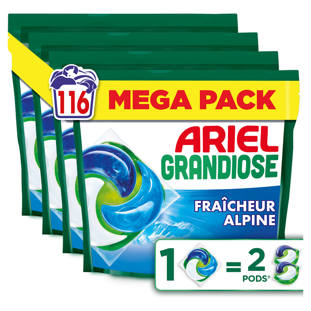 ARIEL Grandiose Pods Detergente em Cápsulas Ação Tira-nódoas e Anti-odores 29 cápsulas
