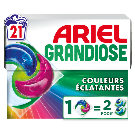[8700216697903] ARIEL Grandiose Pods Lessive capsules couleurs éclatantes la boîte de 21