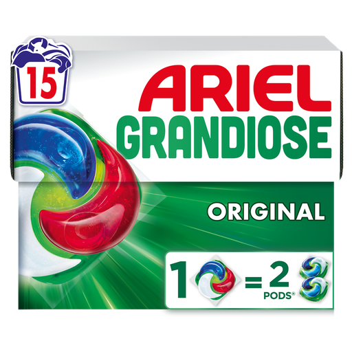 [8700216698023] ARIEL Lessive liquide en capsules Grandiose Pods Original 15 capsules
