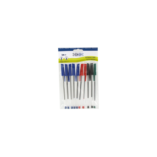 [3035266500718] ULMANN Canetas Ponta Média 1mm, Pack de 10