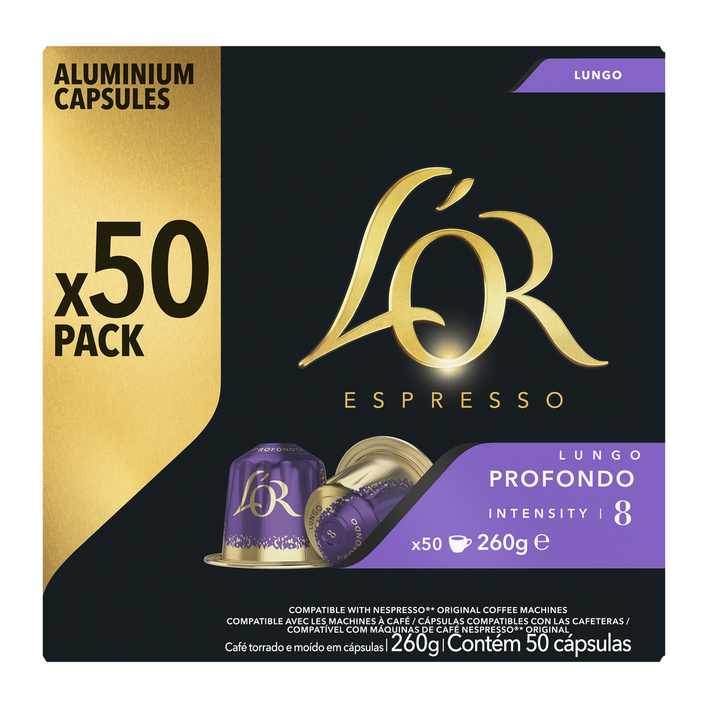 L'OR Espresso Cápsulas de café Lungo Profondo intensidad 8, 50 cápsulas 260 g