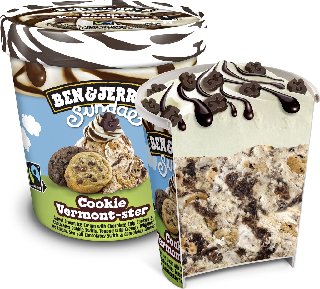 BEN & JERRY'S Sundae gelado com cookies de pepitas de chocolate 324g