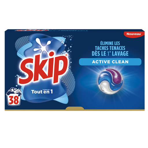 [8720181248214] SKIP Lessive capsules tout en 1 Active Clean 38 capsules