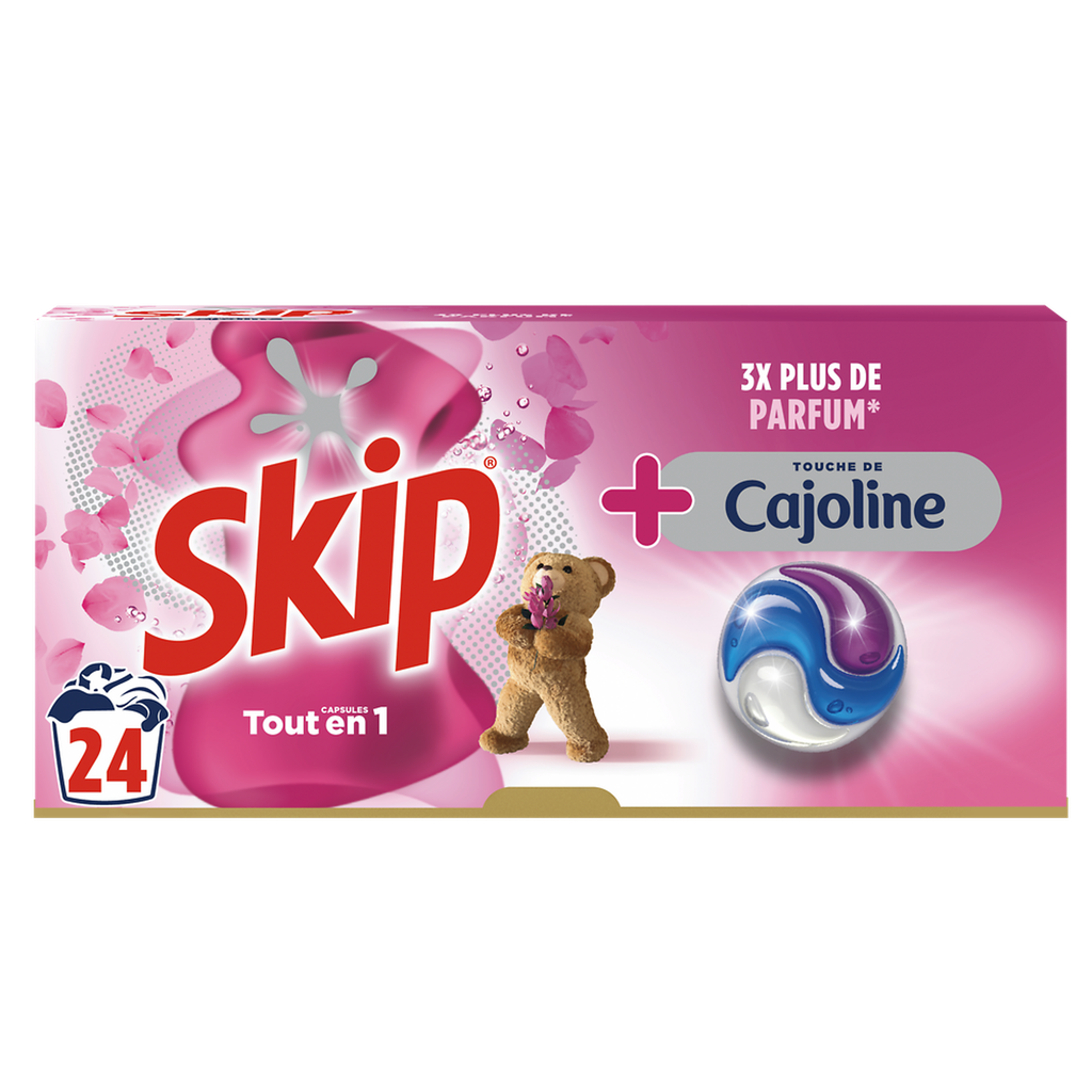 SKIP Cápsulas de detergente 3 en 1 Touche de Cajoline 24 cápsulas