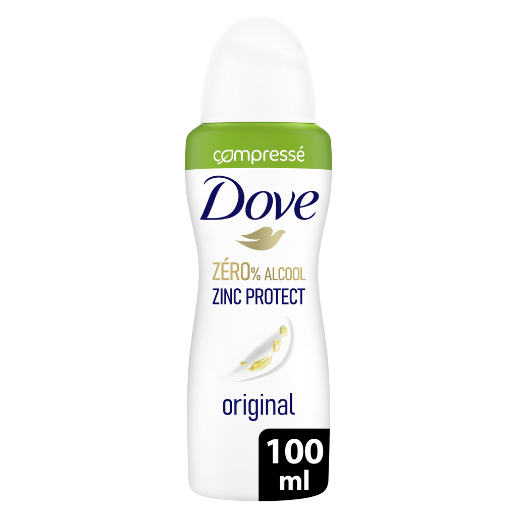 DOVE Compressed Deodorant Spray Zero % Alcohol Zinc Protect Original 100 ml