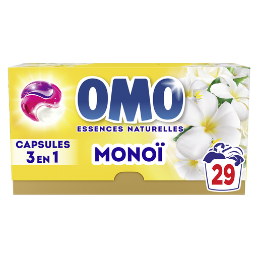 [8720181510243] OMO Detergente en Cápsulas 3 en 1 Monoï 29 lavados 502 g