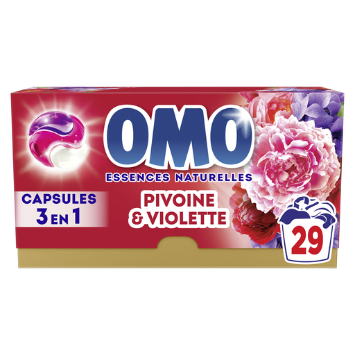 [8720181510281] OMO Detergente en cápsulas 3en1 esencias naturales peonía y violeta 29 cápsulas