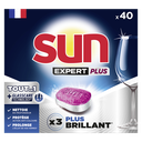 SUN Pastilhas máquina lavar loiça tudo em 1 expert plus brilho 40 lavagens