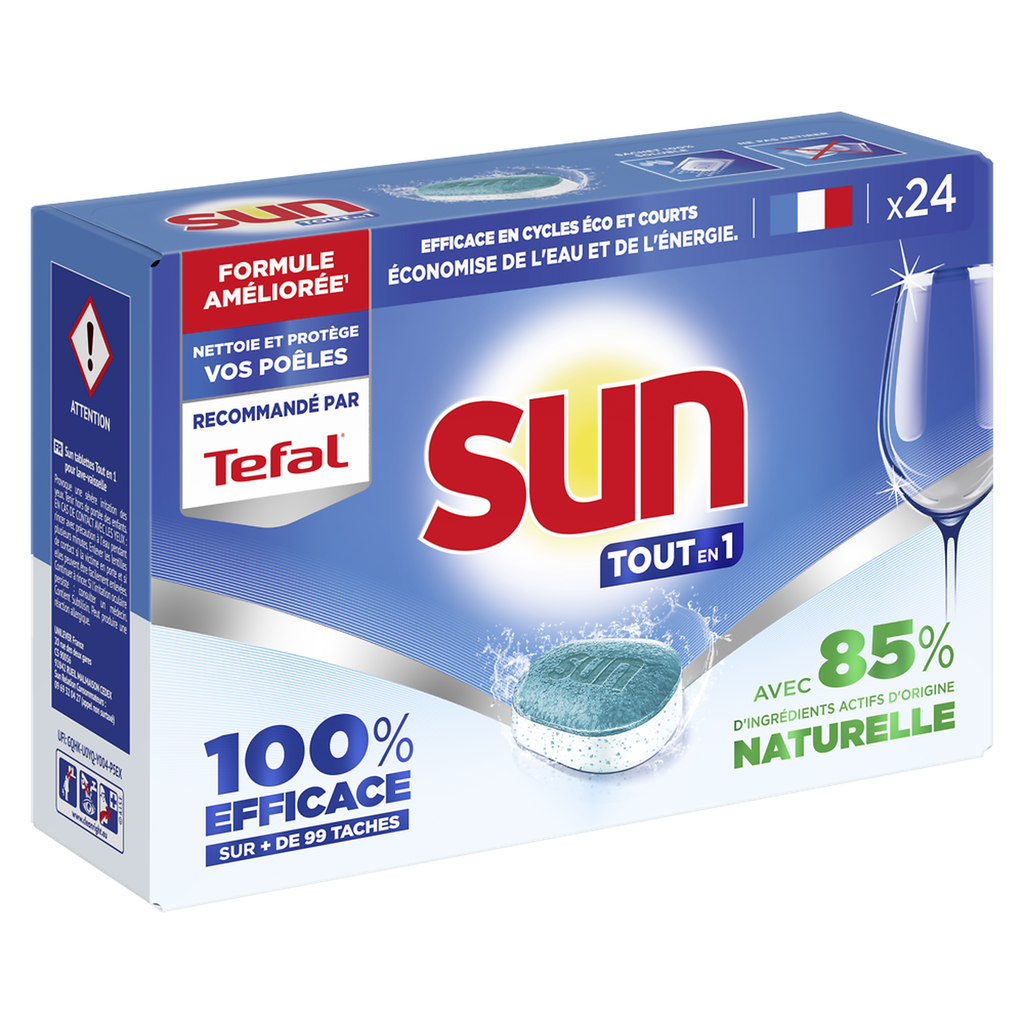 SUN Pastilhas máquina lavar loiça tudo em 1 regular 24 cápsulas