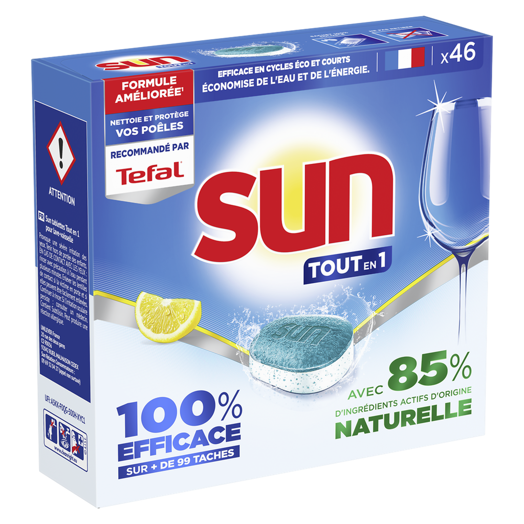 SUN Pastilhas para máquina de lavar loiça tudo em 1 limão 46 cápsulas