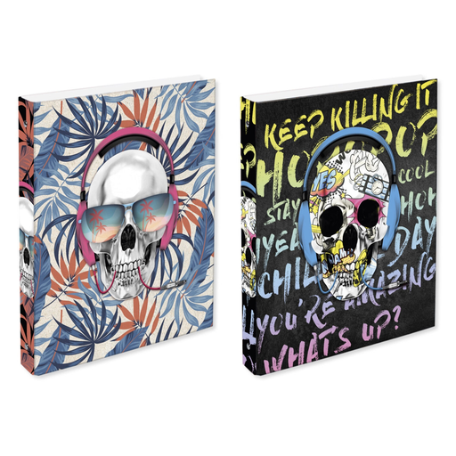 [3037920570075] SKULLTISSIME Pasta de 3 abas com elásticos polipropileno opaco, unidade