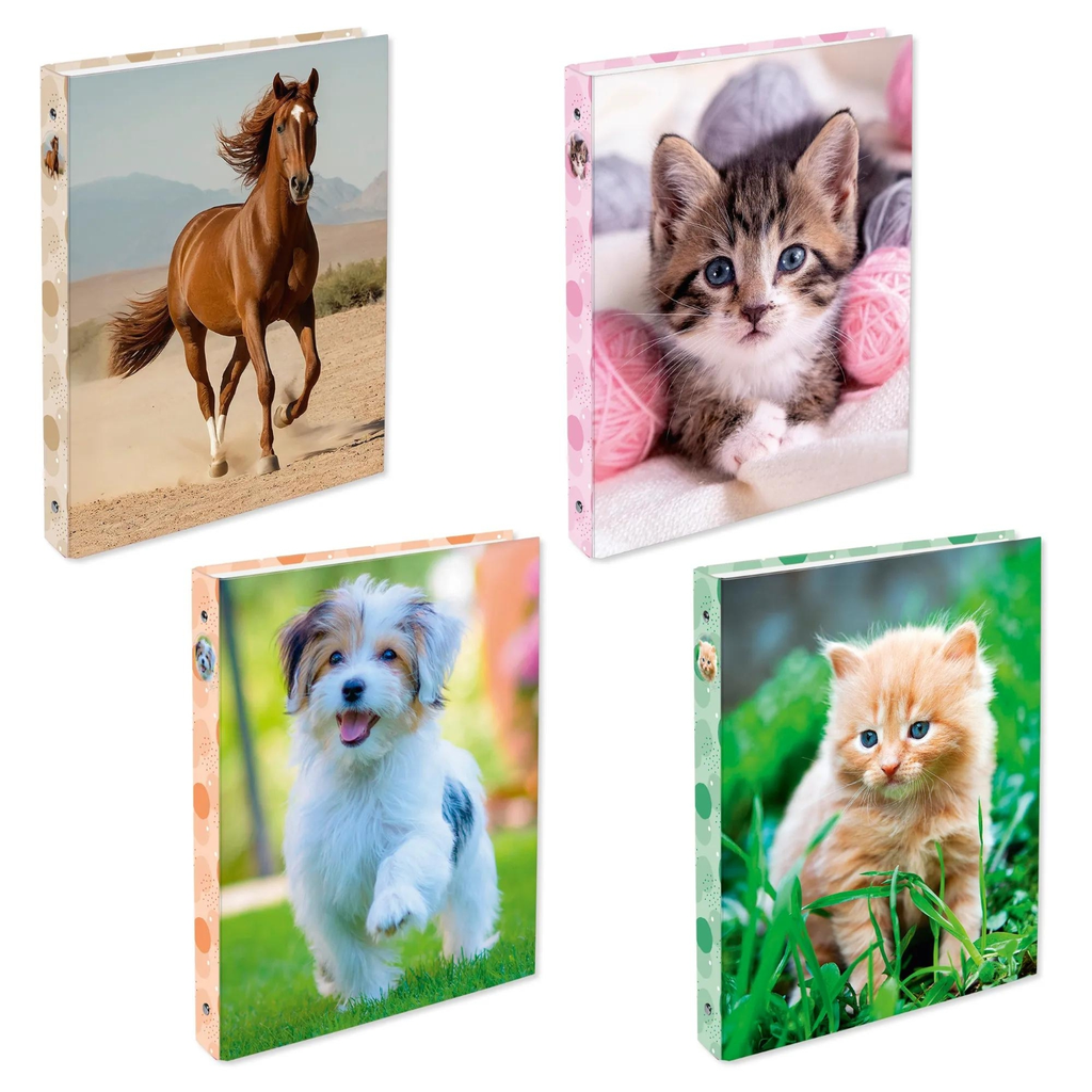 ANIMAUX DOMESTIQUES Classeur 4 anneaux A4 21x29,7cm dos 40mm pelliculé