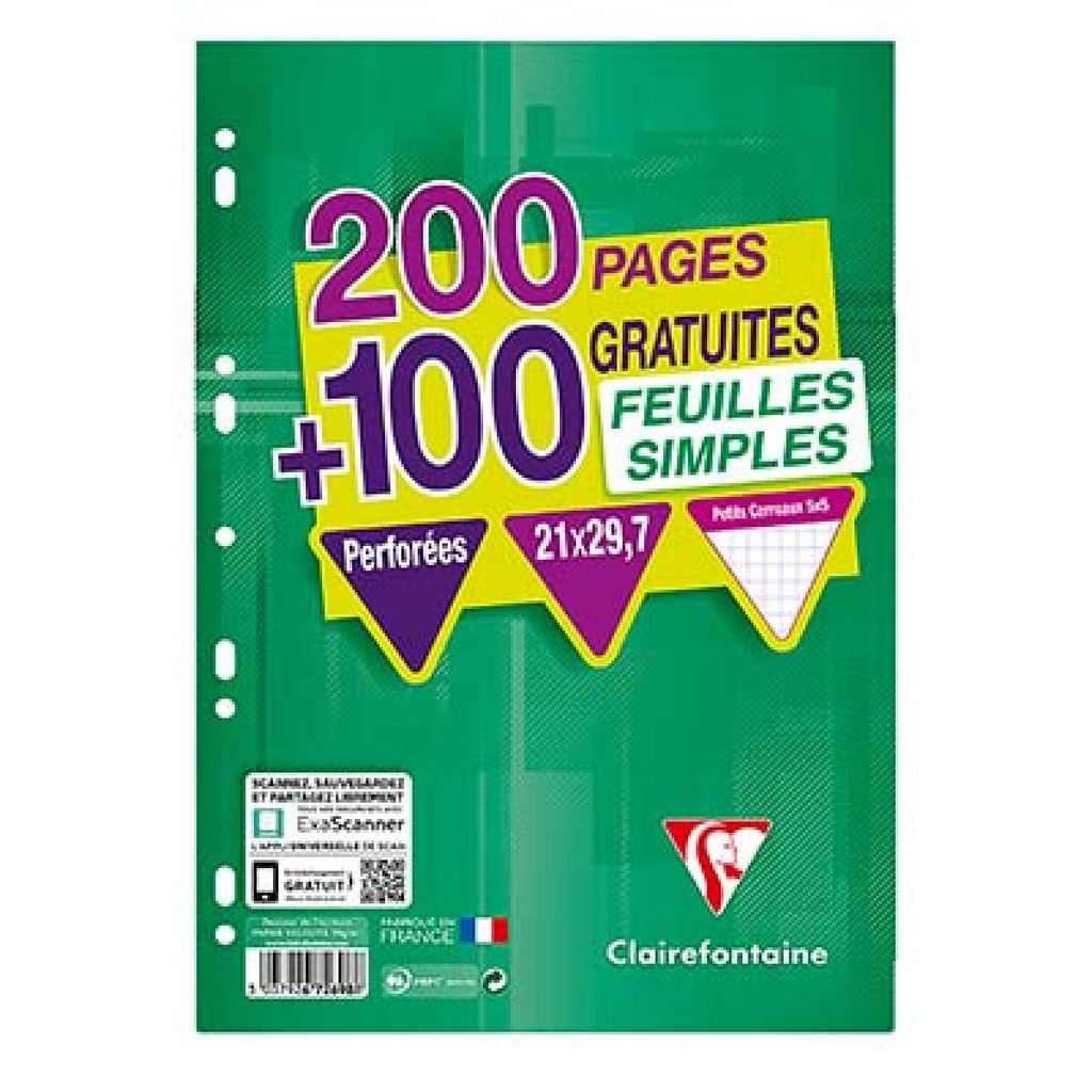Clairefontaine L.300 Feuilles Simple A4 5X5