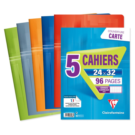 [3037928815680] CLAIREFONTAINE 5 Cadernos Cosidos 240X320 96 Páginas Seyes 90g Lote de 5