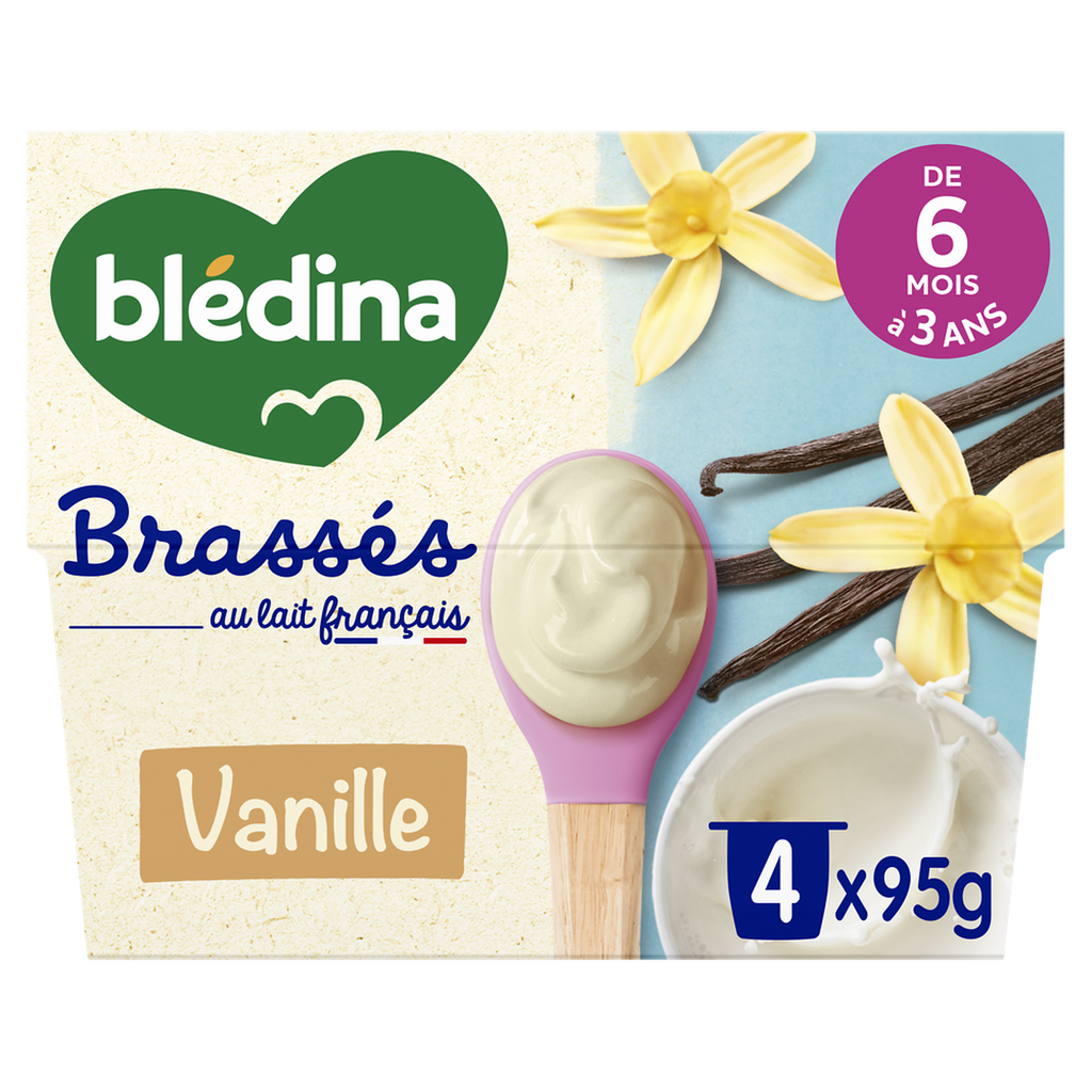 BLEDINA Dessert brassé bébé vanille 4 x 95 g