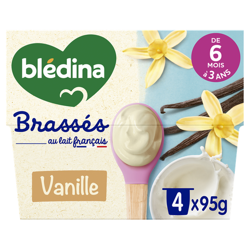 [3041092046917] BLEDINA Dessert brassé bébé vanille 4 x 95 g