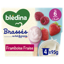 BLEDINA Sobremesa Batida Sabor Framboesa Morango 4 x 95 g