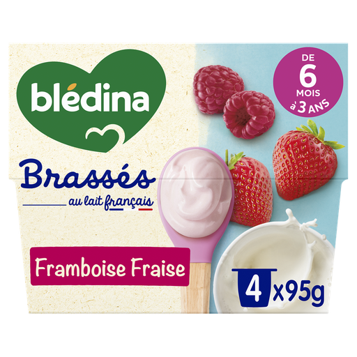 [3041092046948] BLEDINA Dessert Brassés Saveur Framboise Fraise 4 x 95 g