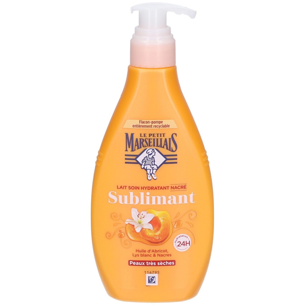 Le Petit Marseillais Moisturizing Care Milk Pearlescent Enhancing Very Dry Skin Apricot Oil, White Lily & Pearls 250Ml