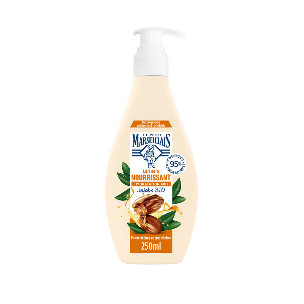 LE PETIT MARSEILLAIS Lait soin nourrissant hydratation 48h jojoba bio peaux sèches et très sèches 250 ml