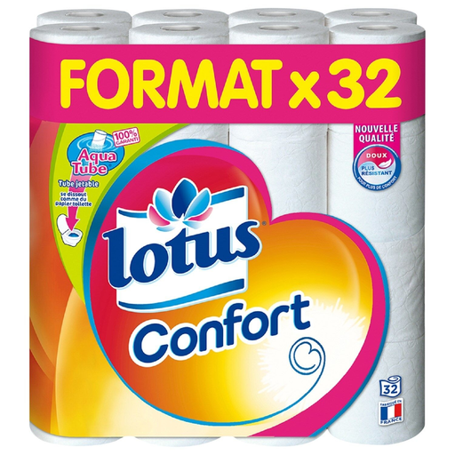 [7322540835434] LOTUS White comfort toilet paper aquatube 32 rolls