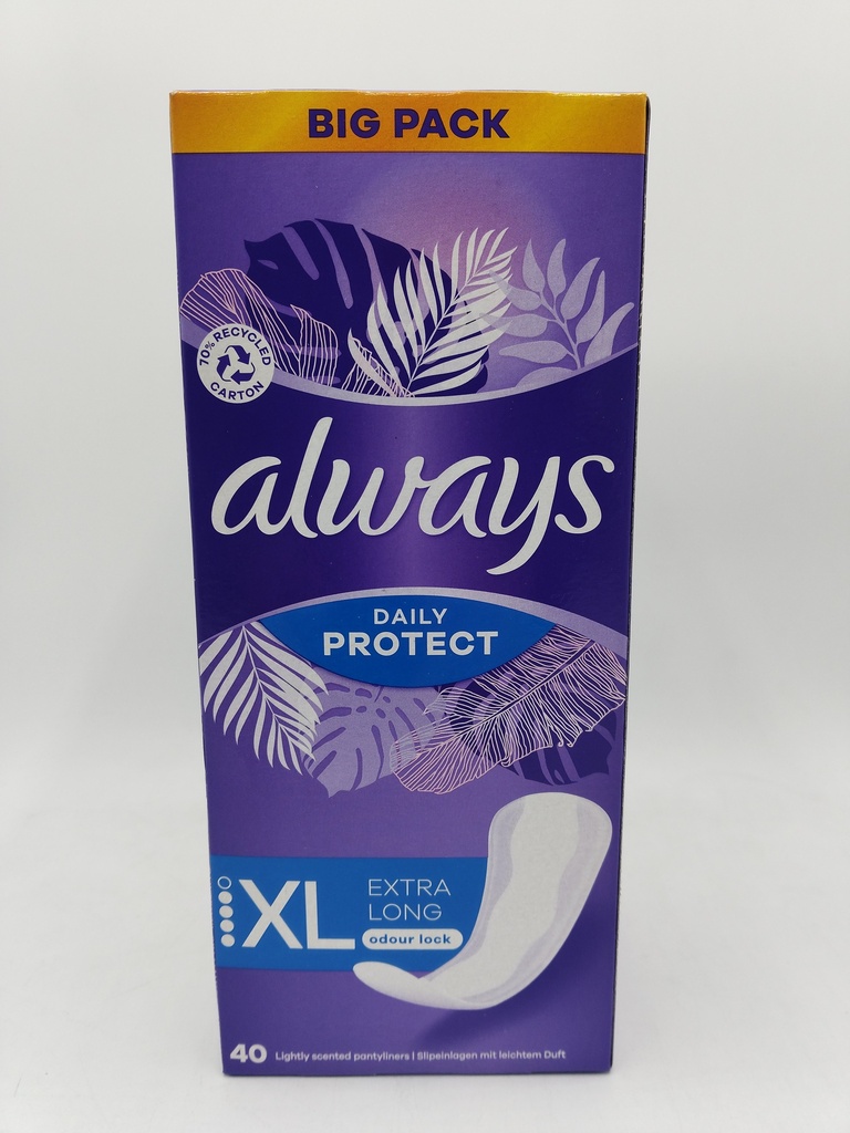 Always Daily Protect Protège Slips 40 Pc. Extra Long - Odour Lock (Abs. 4)