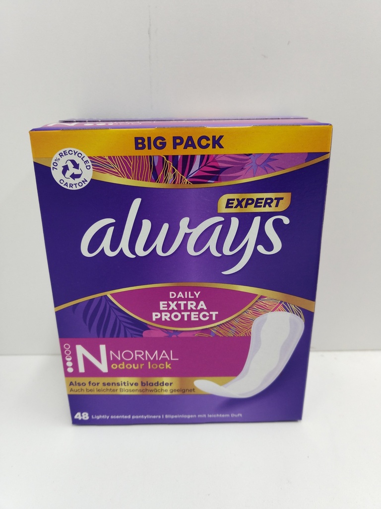Always Expert Daily Extra Protect Protège Slips 48 Pc. Normal - Odour Lock (Abs. 2,5)