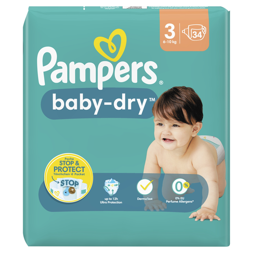 [8006540715406] PAMPERS Fraldas para bebé Baby-Dry Tamanho 3, pacote de 34 fraldas