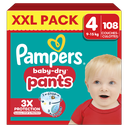 PAMPERS Fraldas-Cueca Baby-Dry Pants Tamanho 4 9-15 kg, pacote de 108