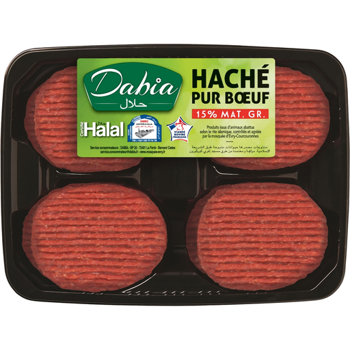 [3039050044334] DABIA Hambúrguer de Vaca Halal 15% MG 800g