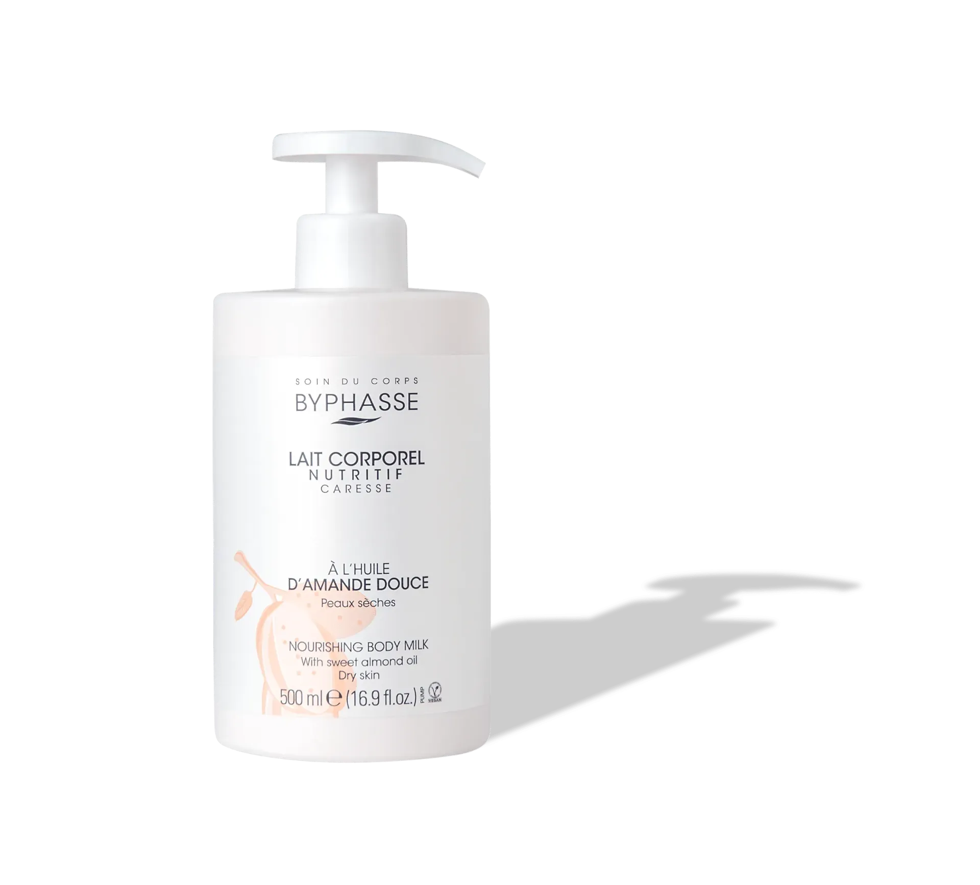 Byphasse Lait Corporel Nutritif À L'Huile D'Amande Douce Peaux Sèches (Doseur) 500Ml