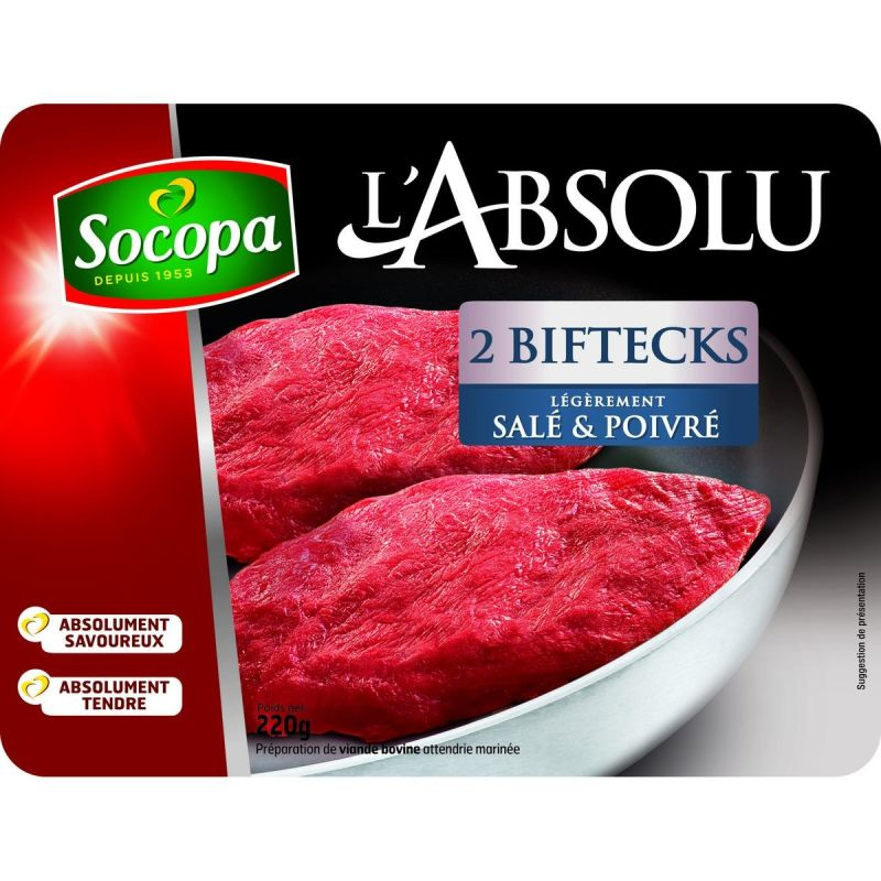 SOCOPA 2 Beef Steaks Marinated 220 g