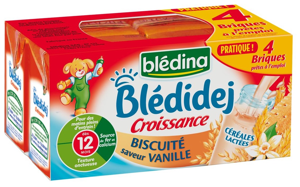 Blédina Baby Milk and Cereals Blédidej from 12 Months, Vanilla Biscuit: The 4 Packs of 250 ml