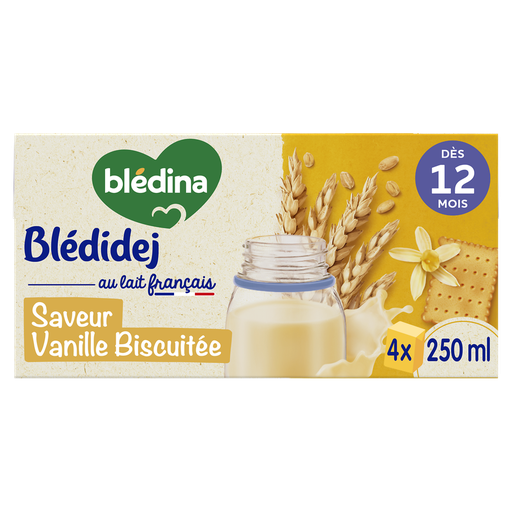 [3041090012730] BLEDIDEJ Leite e cereais para bebé crescimento bolacha baunilha 4x250ml